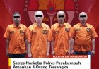 Polisi Gerebek Sarang Narkoba di Lima Puluh Kota, 4 Pelaku dan 24,97 Gram Sabu Diamankan